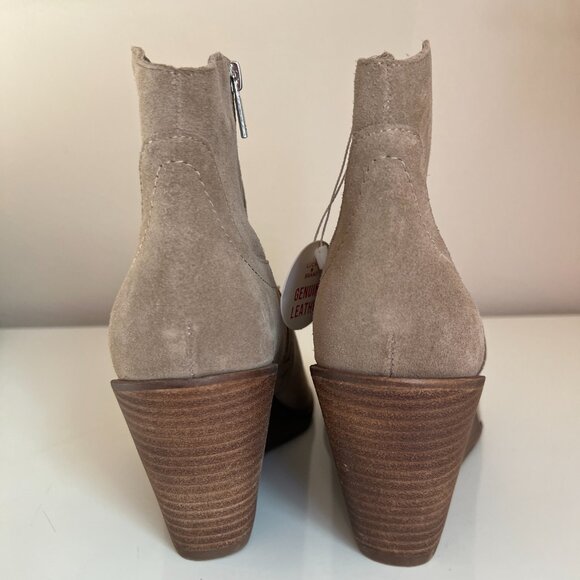 LUCKY BRAND Women's Wadier Suede Side Zip Wedge Ankle Boots - SZ 9 - Taupe Tan - Picture 3 of 7